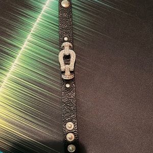 leather buckle bracelet with bling